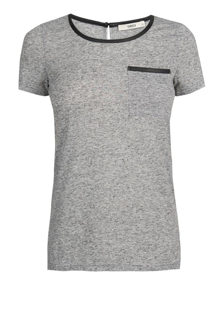 Oasis Black Trim Grey Marl T-shirt