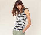 Oasis Palm Stripe Shell Top