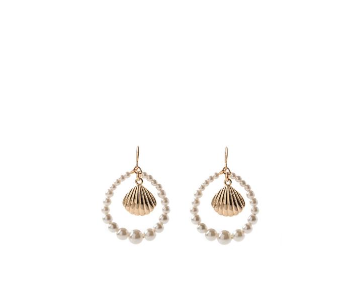 Oasis Shell Drop Pearl Earrings
