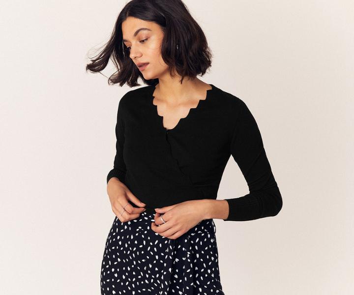Oasis Scallop Wrap Knit Jumper