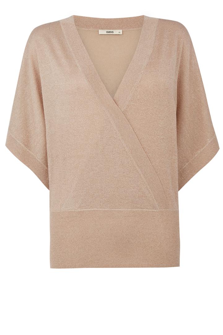 Oasis Sparkle Wrap Front Top