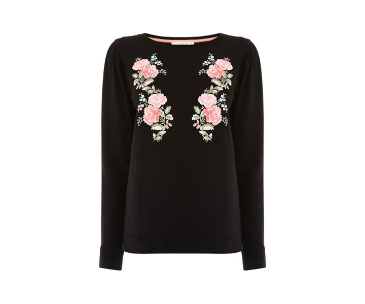 Oasis Embroidered Puff Sleeve Sweat