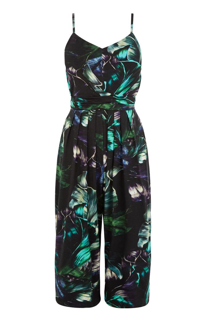 Oasis Tropical Print Culotte Jumpsuit