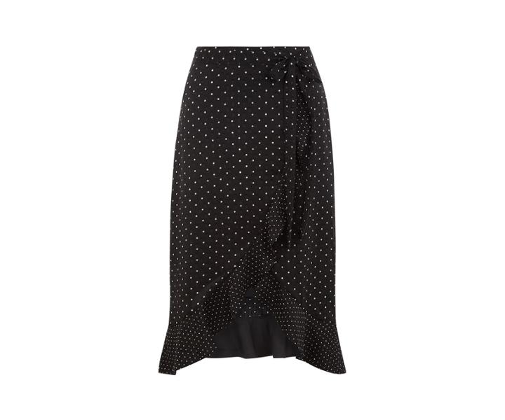 Oasis Spot Frill Midi Skirt