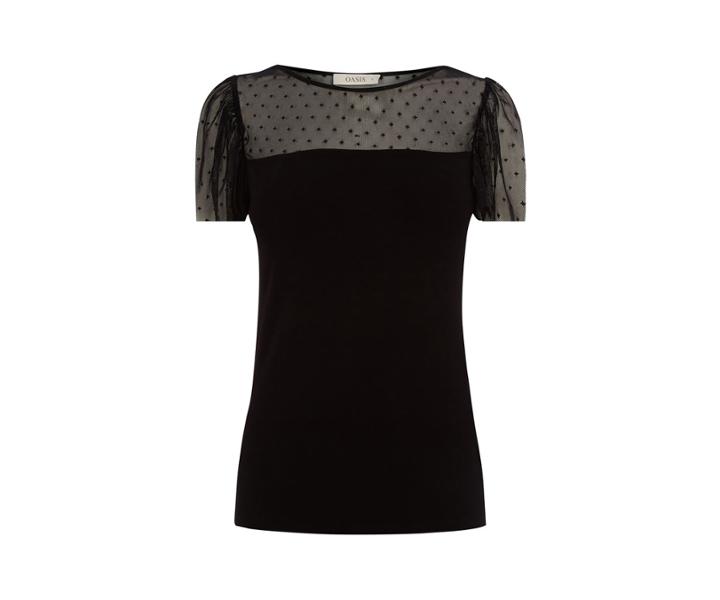 Oasis Ruffle Mesh Fittted Top