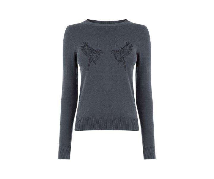 Oasis Forest Embroidered Bird Jumper