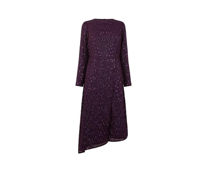 Oasis Sequin Asymmetric Midi Dress