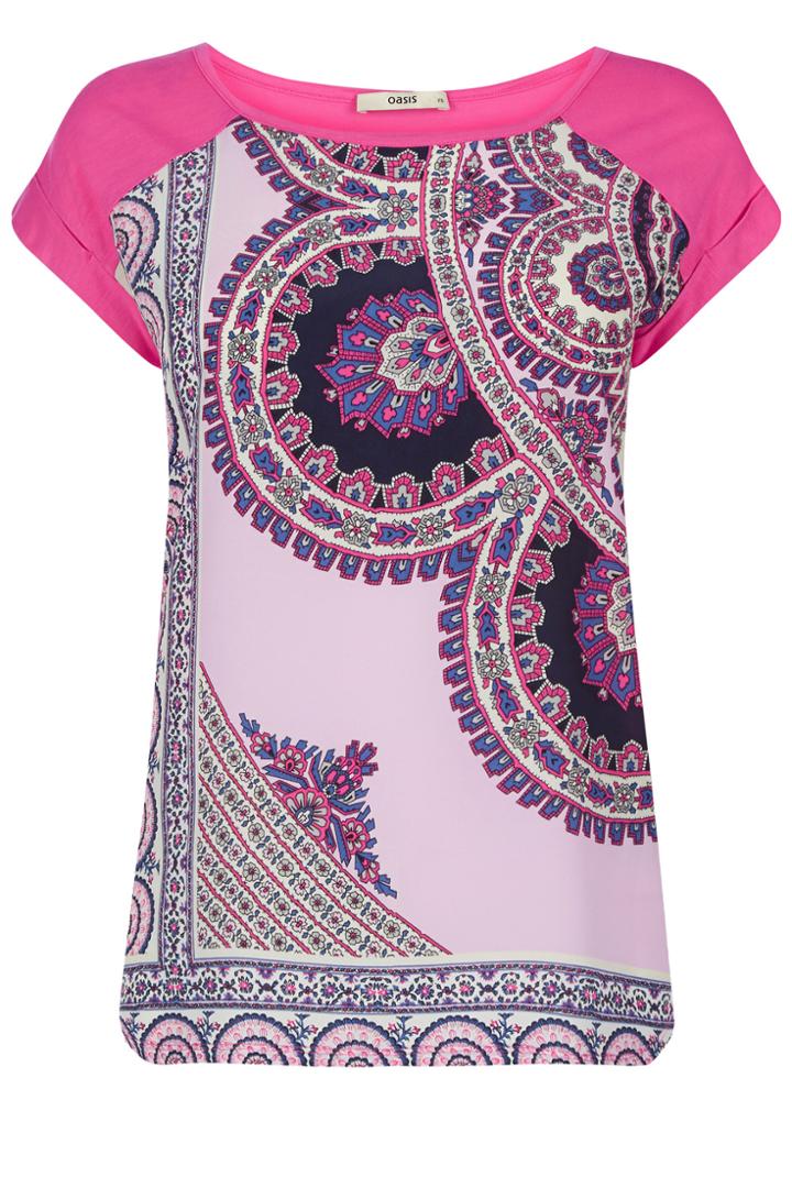 Oasis Asymmetric Paisley Print Tee