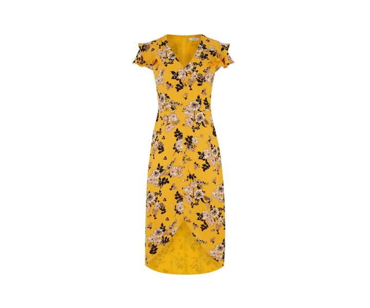 Oasis Floral Ochre Midi Dress