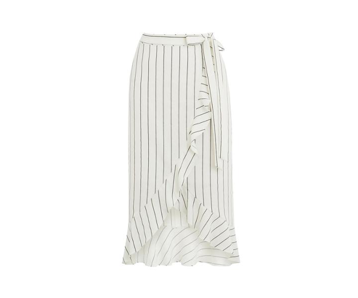 Oasis Wrap Pinstripe Skirt