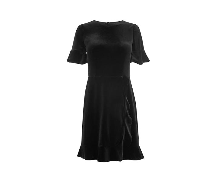 Oasis Velvet Ruffle Wrap Dress