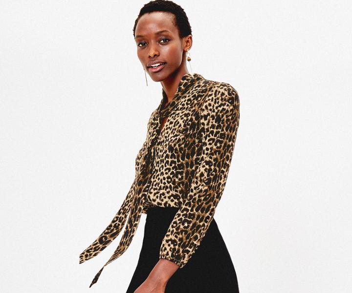 Oasis Animal Pussy Bow Blouse
