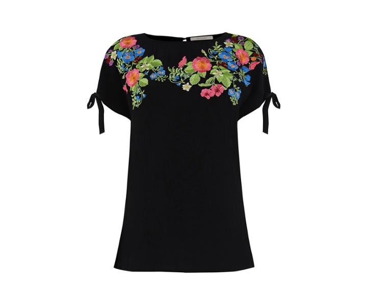 Oasis Embroidered Floral Tie Side Te