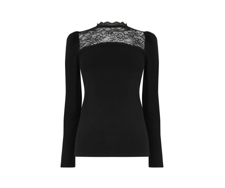 Oasis Lace Insert Long Sleeve Top