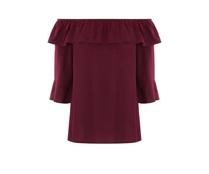Oasis 3/4 Sleeve Bardot Top
