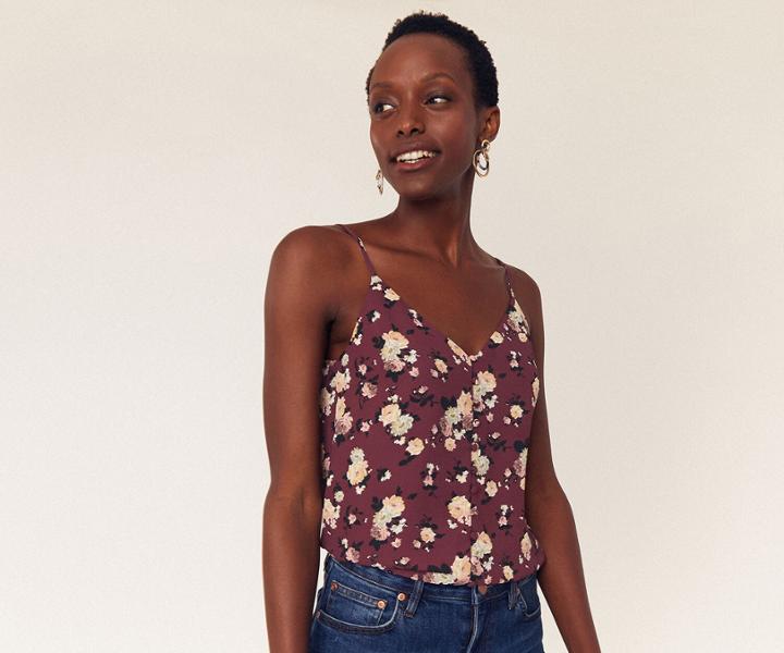 Oasis Rose Floral Button Cami