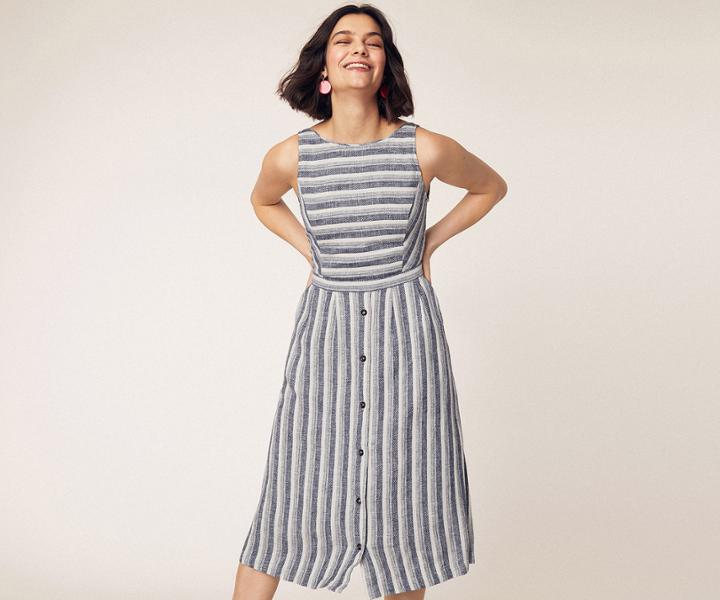 Oasis Stripe Button Midi Dress