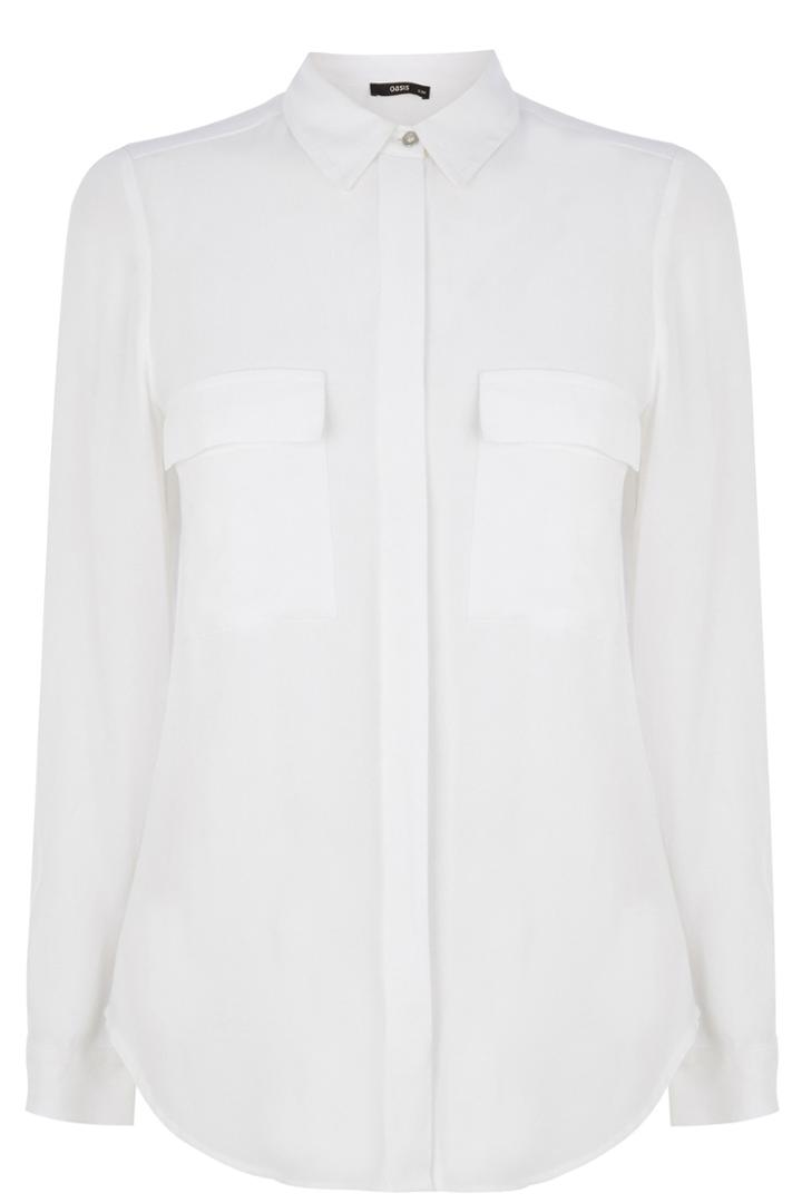 Oasis Oversized Moss Crepe Shirt