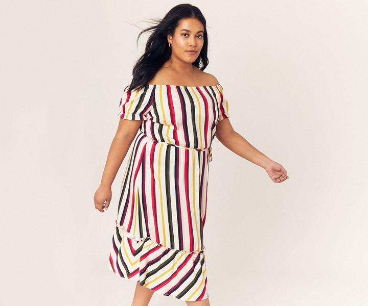 Oasis Curve Stripe Midi Dress