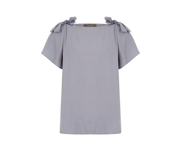 Oasis Textured Tie Shoulder Top