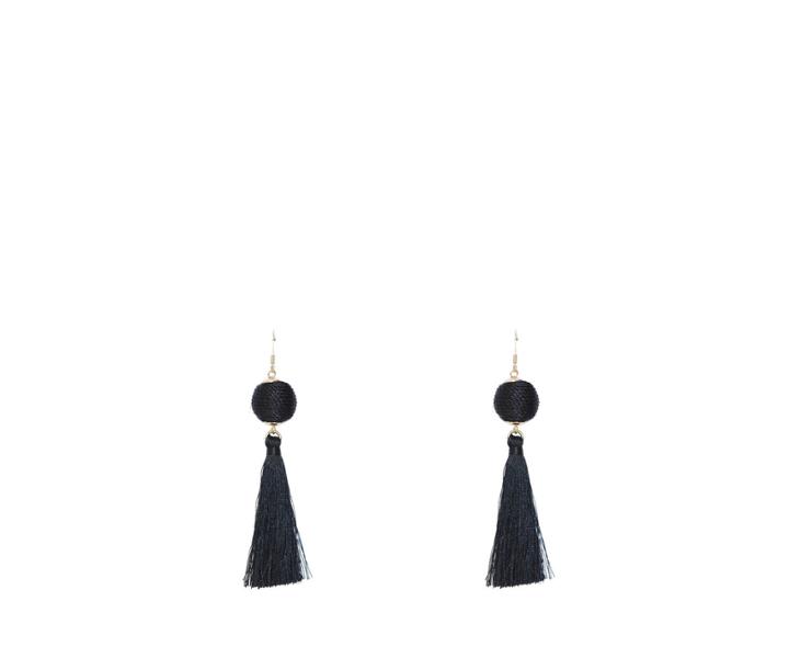 Oasis Black Orb Tassel Earrings