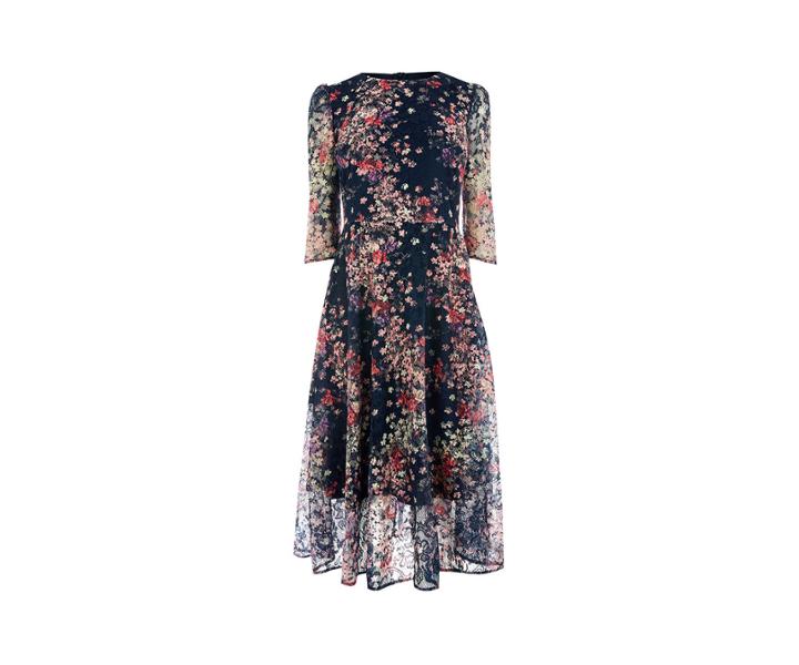 Oasis Myoko Printed Lace Midi Dress