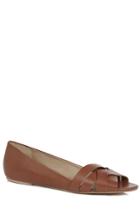 Oasis Peeptoe Leather Flat