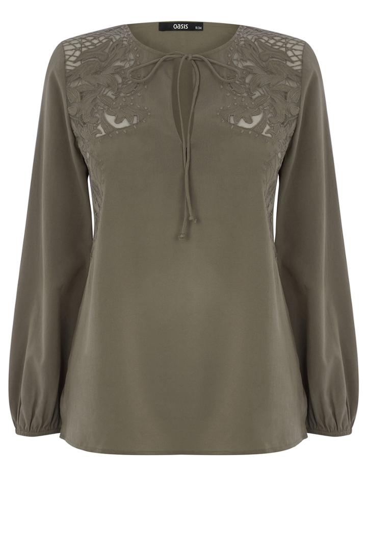 Oasis Textured Cutwork Blouse