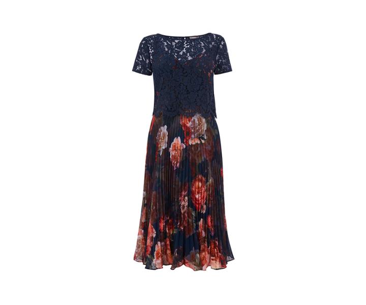 Oasis Romance Lace Top Pleated Midi
