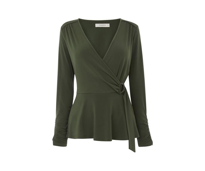 Oasis Crepe Wrap D Ring Top