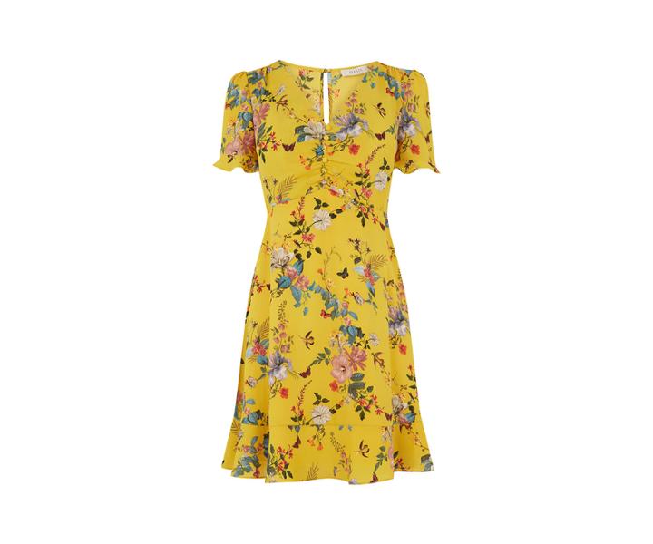 Oasis Floral Ruched Tea Dress