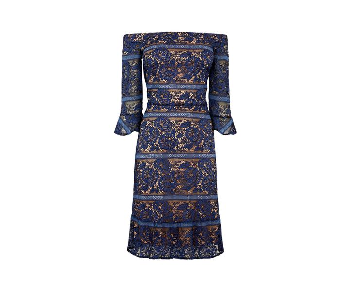 Oasis Long Lace Bardot Dress
