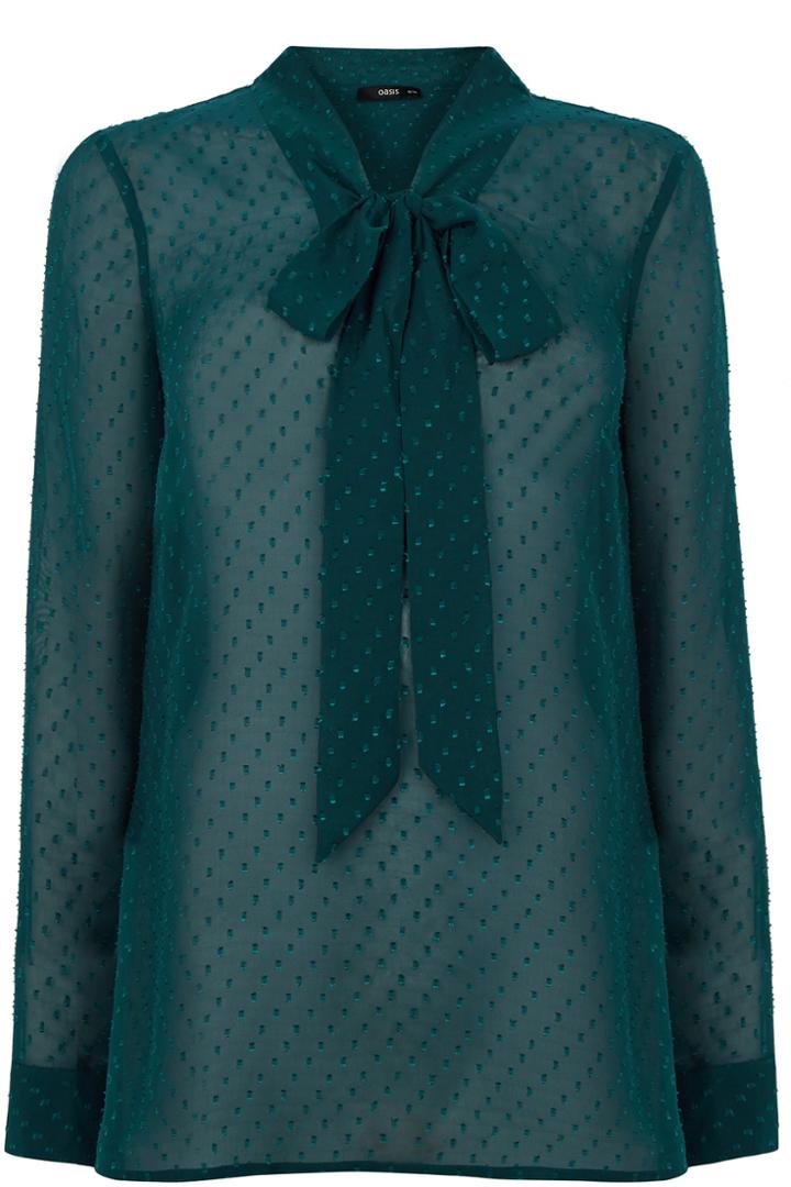 Oasis Textured Pussy Bow Blouse