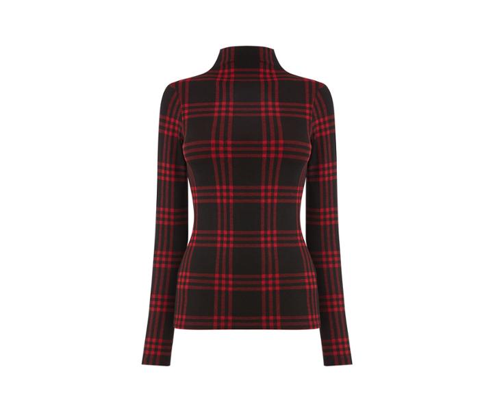 Oasis Tartan High Neck Top