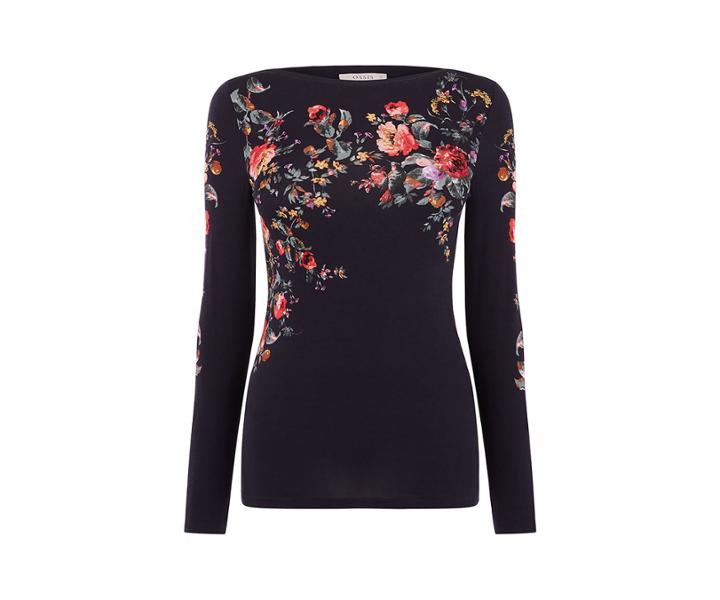 Oasis Winter Rose Boatneck Top