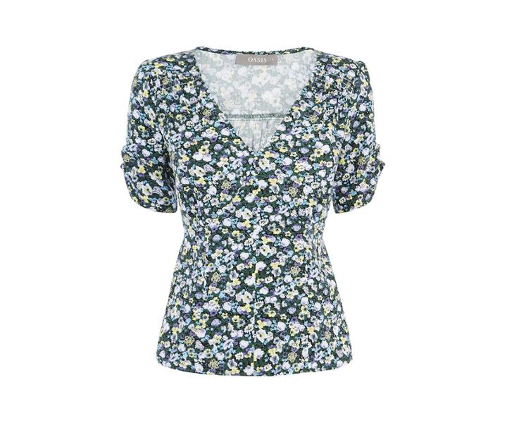 Oasis Ditsy Button Tea Top