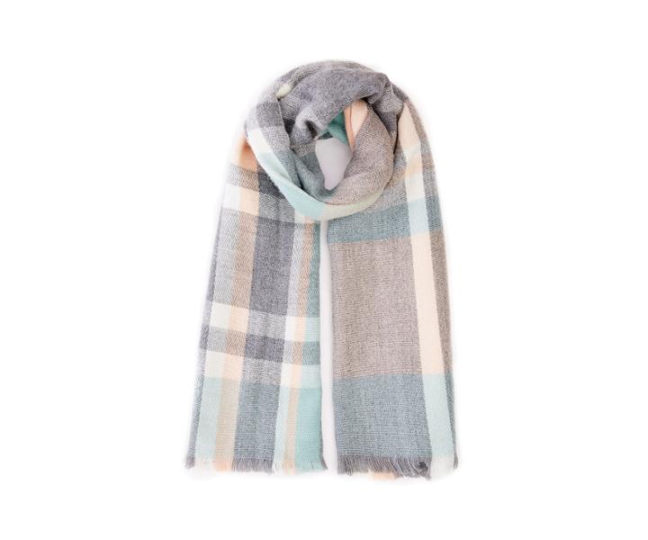 Oasis Grey Pastel Check Scarf