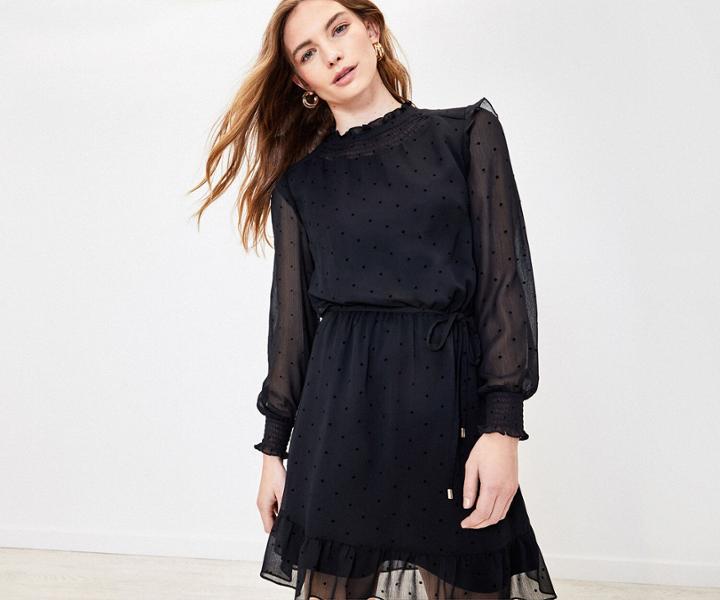Oasis Flocked Spot Dobby Dress