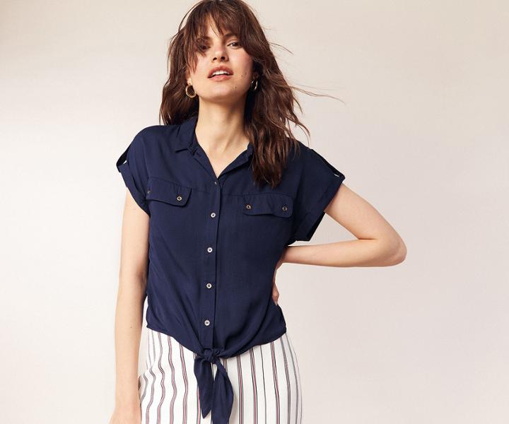 Oasis Tie Front Utility Shirt
