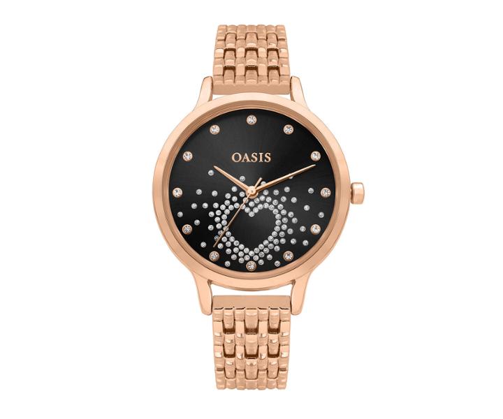 Oasis Heart Gold Tone Watch