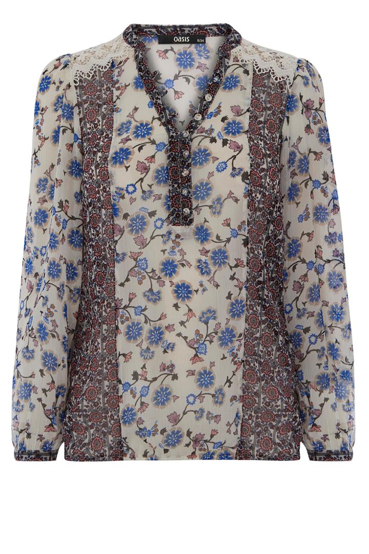 Oasis Printed Peasant Blouse