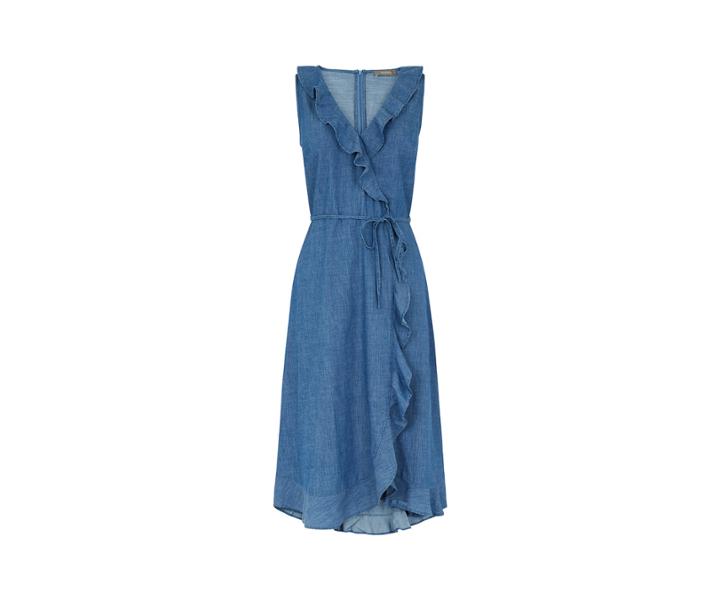 Oasis Denim Frill Wrap Dress