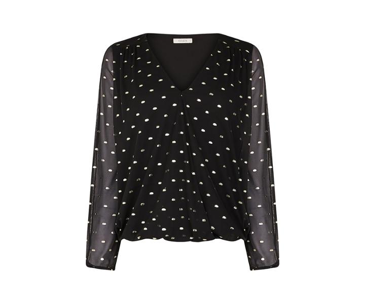 Oasis Foil Spot Mesh Top