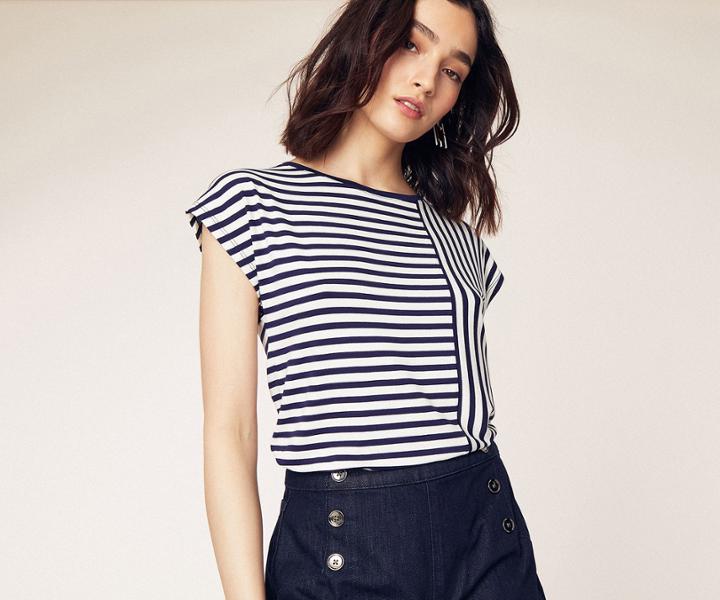 Oasis Spliced Stripe Tee