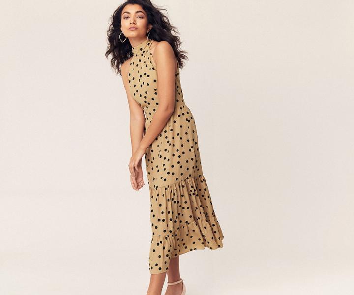 Oasis Spot High Neck Dress