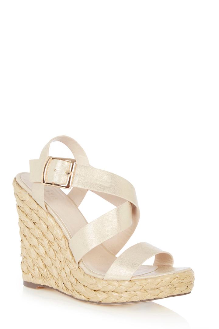 Oasis Metallic Cross Strap Wedge