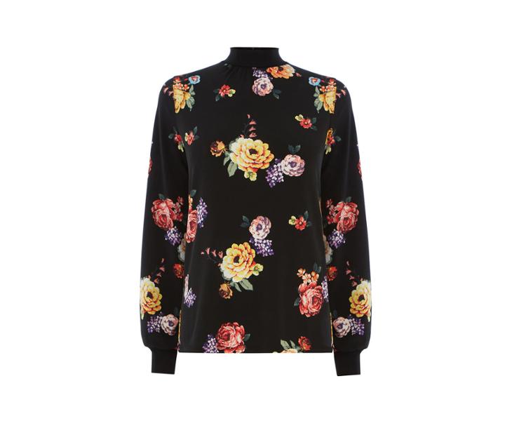 Oasis Floral High Neck Blouse