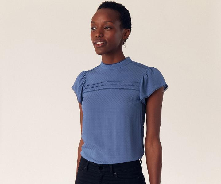 Oasis Intarsia Lace Trim Top