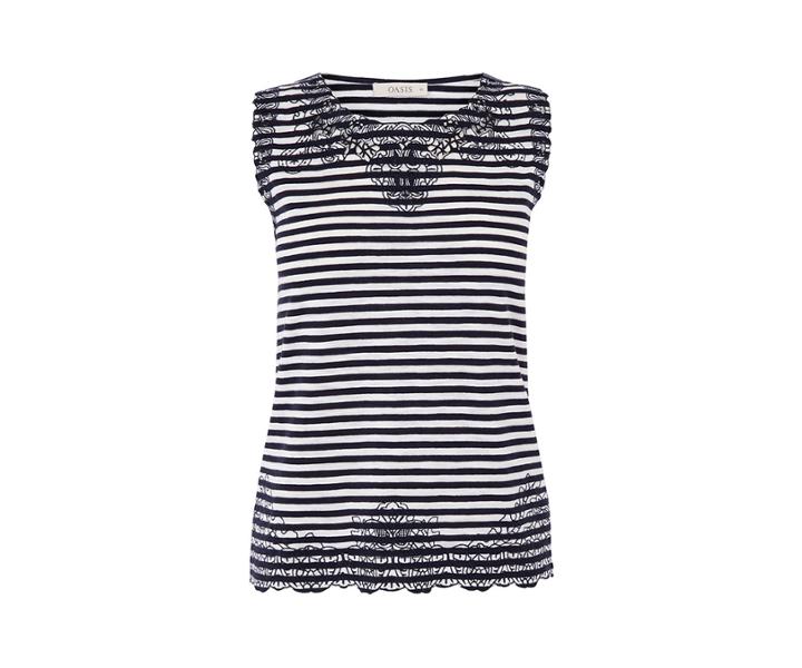 Oasis Stripe Broderie Shell