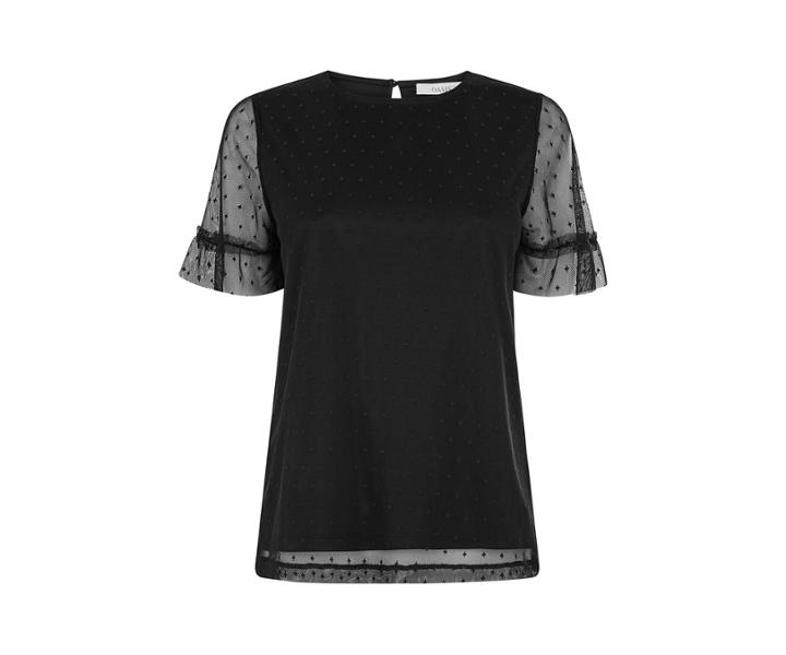 Oasis Spot Mesh Frill Top